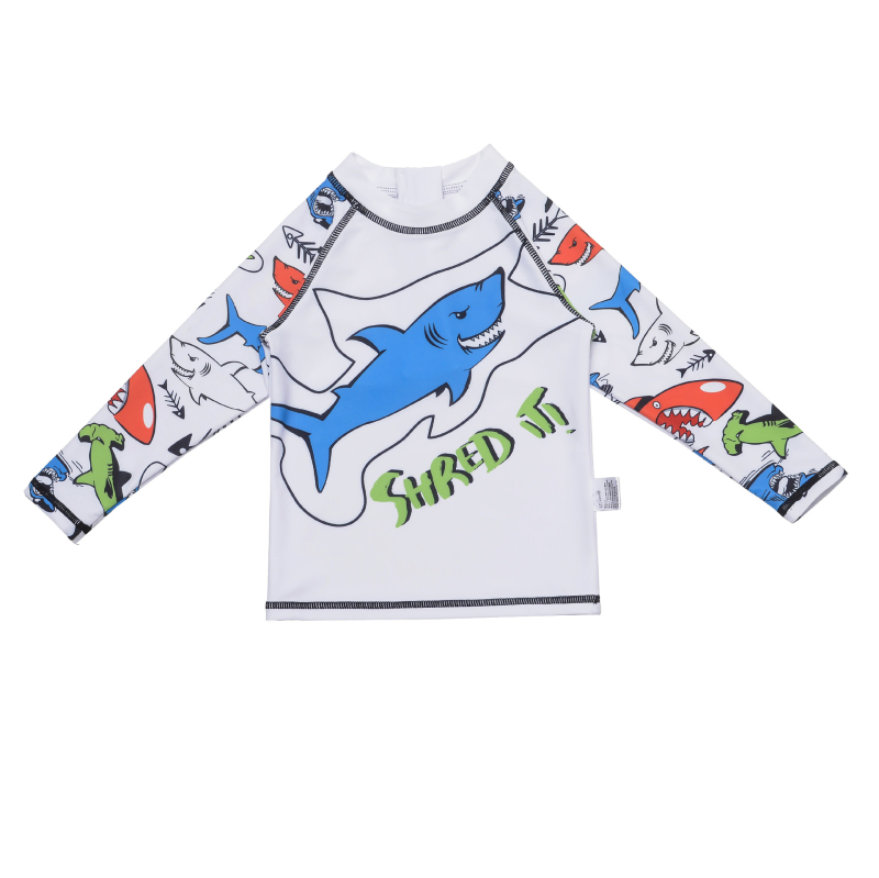 Detské plavky s dlhým rukávom Cross-border Shark, chlapčenské, stredné a veľké, detské, juniorské, opaľovací krém, surfovací a potápačský oblek