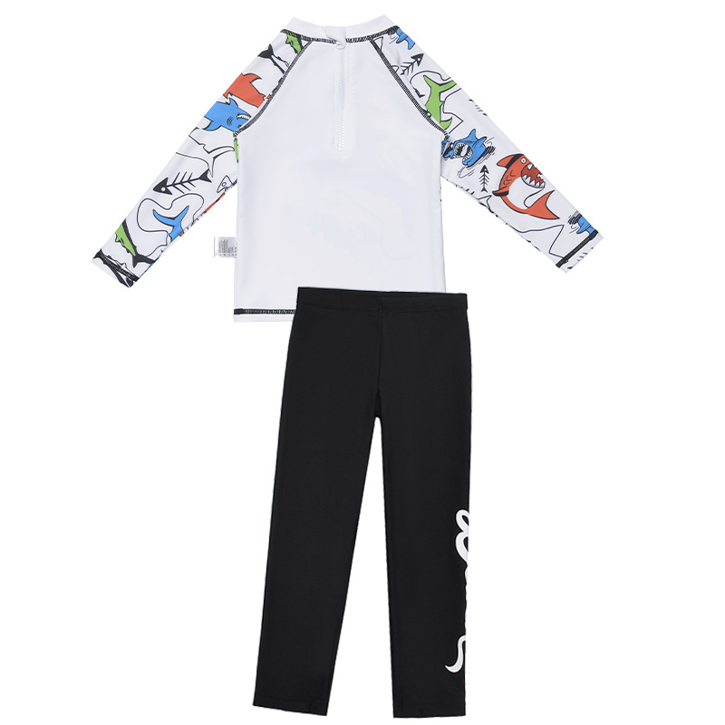 Detské plavky s dlhým rukávom Cross-border Shark, chlapčenské, stredné a veľké, detské, juniorské, opaľovací krém, surfovací a potápačský oblek