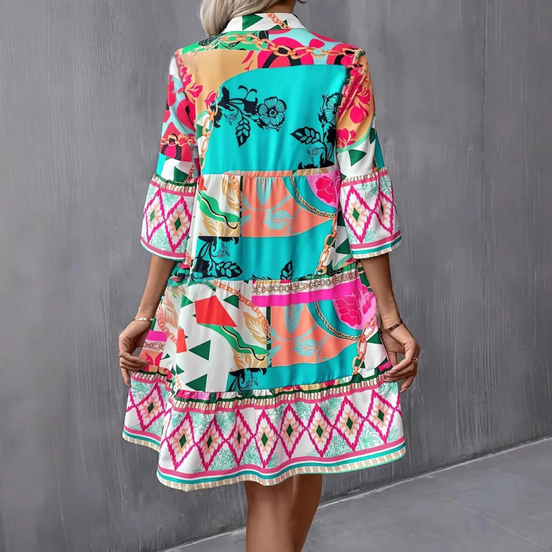 Spot Amazon Independent Station Cezhraničná európska a americká novinka 2025 Skladané rukávy Potlačené zvonové rukávy Volánkový lem