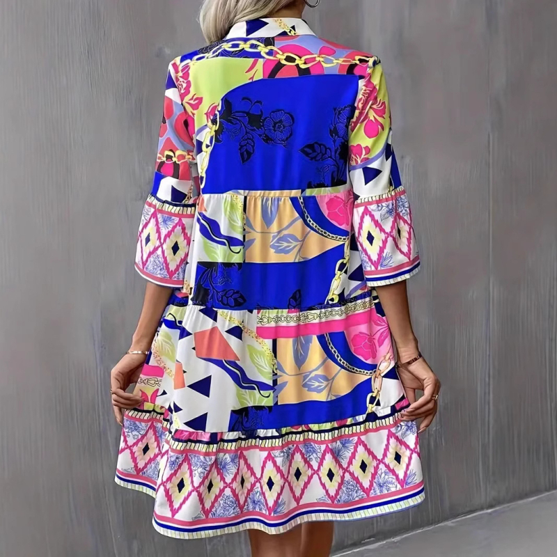 Spot Amazon Independent Station Cezhraničná európska a americká novinka 2025 Skladané rukávy Potlačené zvonové rukávy Volánkový lem