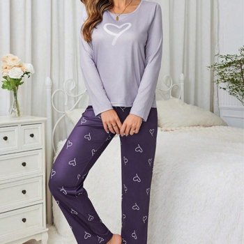 Európske a americké cezhraničné ležérne domáce oblečenie s potlačou v tvare srdca, nohavice s dlhým rukávom pre ženy