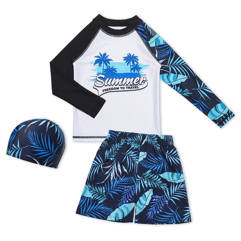 Exportná továreň Profesionálne chlapčenské plavky Opaľovací krém Rýchloschnúce Štvordielne detské nohavice s dlhým rukávom Plážové nohavice Surf Wear