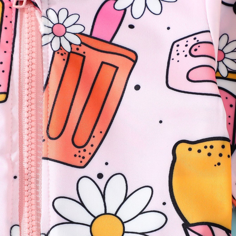 Prekogranična dječja odjeća, kupaći kostim, kapa za plivanje, crtani sladoled, sladoled s punim printom, modni kupaći kostim dugih rukava