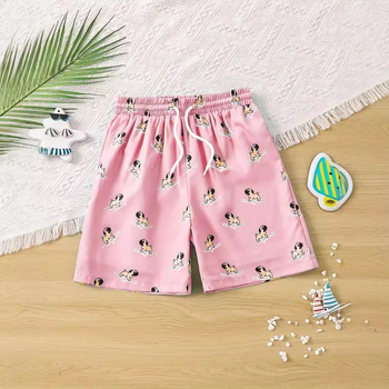 2024. aasta kuum 3D-digitaalprintimisega prantsuse buldogi kutsikamustriga roosad meeste puhkusepüksid ja meeste rannapüksid