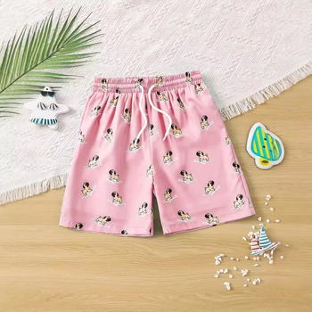 2024. aasta kuum 3D-digitaalprintimisega prantsuse buldogi kutsikamustriga roosad meeste puhkusepüksid ja meeste rannapüksid