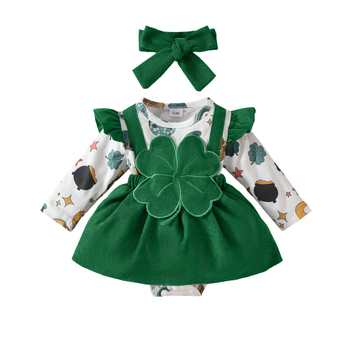 Euroopa ja Ameerika armas vastsündinud tüdruk ristik Zhang Zi Fei varrukaga võltsrihm pikkade varrukatega kolmnurksed mütsid roheline seelik juuksepahvel