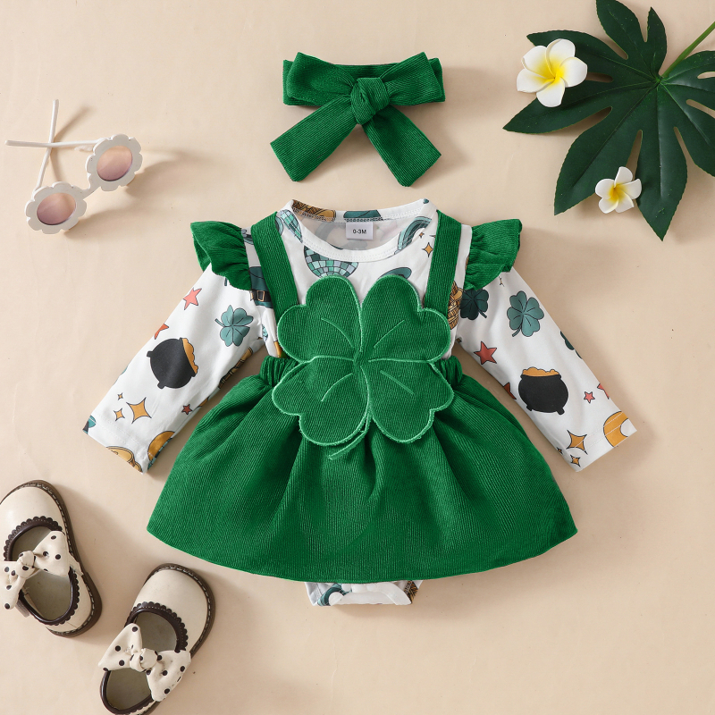 Euroopa ja Ameerika armas vastsündinud tüdruk ristik Zhang Zi Fei varrukaga võltsrihm pikkade varrukatega kolmnurksed mütsid roheline seelik juuksepahvel