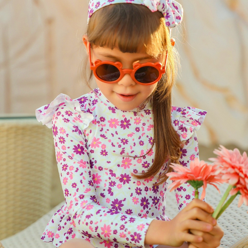 24 nových detských plaviek pre dievčatá, letné detské priedušné jednodielne plavky s dlhým rukávom, opasok na vlasy, popruh na okraj ucha, roztomilé plavky