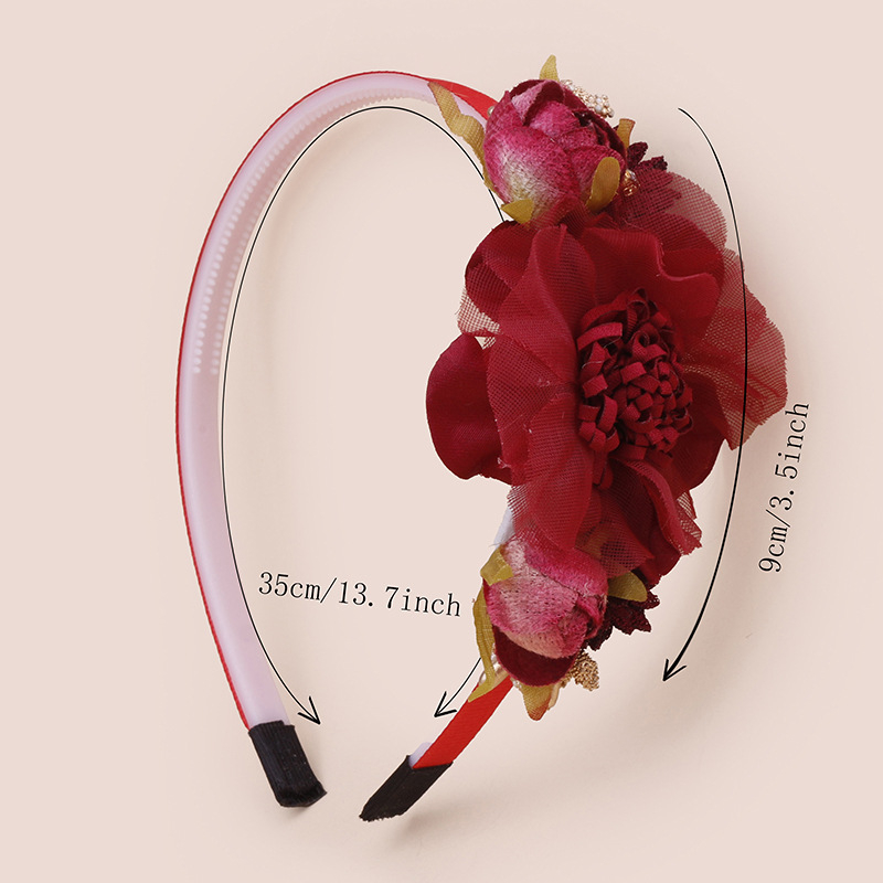 Meniškos retro raudonos serijos gėlių plaukų aksesuarų galvos juosta