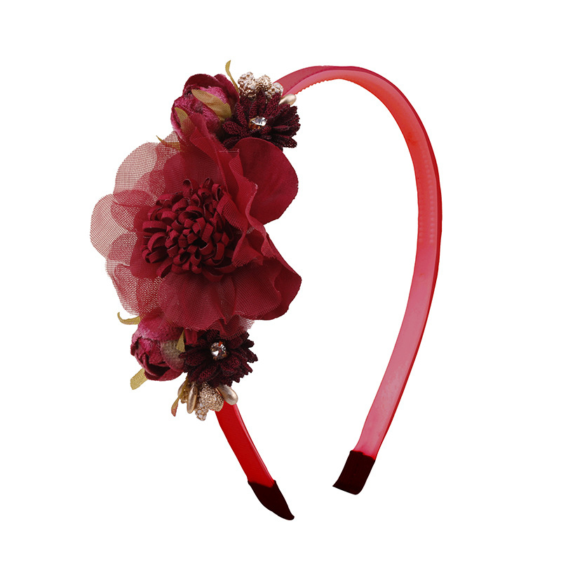 Meniškos retro raudonos serijos gėlių plaukų aksesuarų galvos juosta