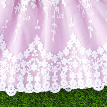 Letné roztomilé princeznovské šaty Cross Border 2025 s mašľou a ozdobnou čipkou a sieťovaným prešívaním