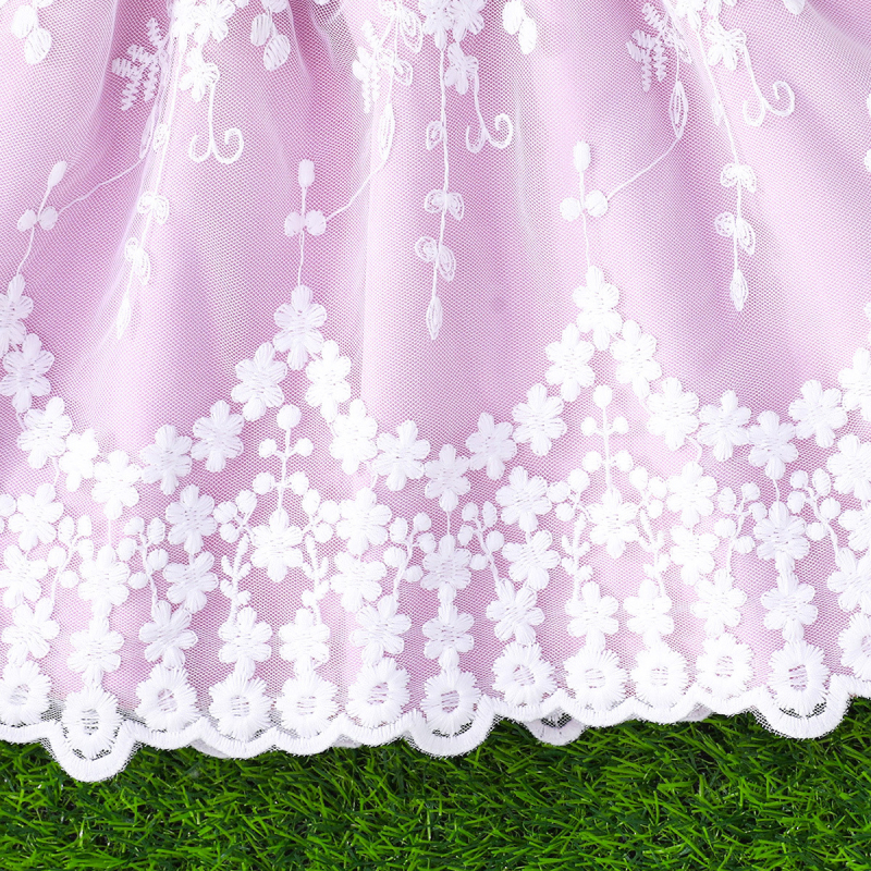 Letné roztomilé princeznovské šaty Cross Border 2025 s mašľou a ozdobnou čipkou a sieťovaným prešívaním