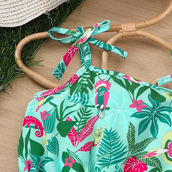 EW väliskaubanduse laste riided Uus tüdrukute suvine puhkusestiilis troopiline vihmametsa roheliste lehtedega kombinesoon K336-C