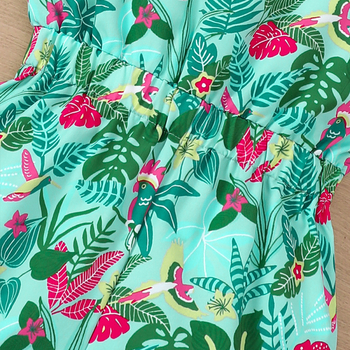 EW väliskaubanduse laste riided Uus tüdrukute suvine puhkusestiilis troopiline vihmametsa roheliste lehtedega kombinesoon K336-C