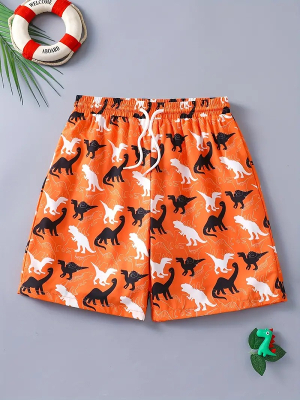 Jurassic Cartoon Little Dinosaur Series 2024 kuumad 3D-prindiga meeste hingavad lahtised rannapuhkuse püksid