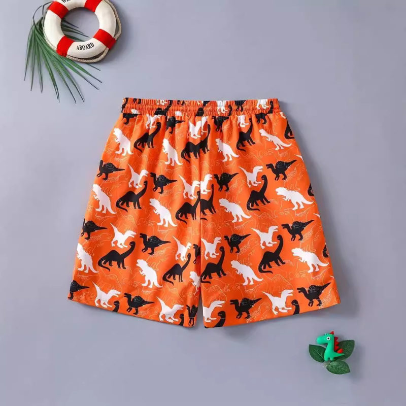 Jurassic Cartoon Little Dinosaur Series 2024 kuumad 3D-prindiga meeste hingavad lahtised rannapuhkuse püksid