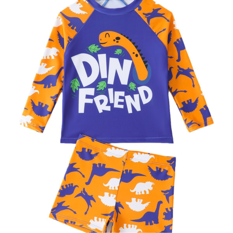 2025 nové chlapčenské a detské delené plavky s dlhým rukávom, opaľovací krém, plavky, oblek, kreslené študentské detské plavky