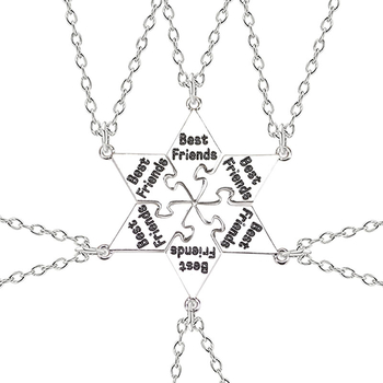 Fabriko didmeninė prekyba gero draugo serijos šešių žiedlapių siuvinėjimu penkiakampės žvaigždės formos merginos gero draugo karoliai, pakabukas moterims, banga