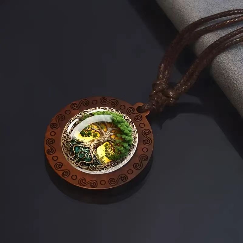 Hulgimüük: Puidust ripats, seenesilmadega rist, isetehtud, 9-osaline kaelakee, piiriülene, uus Euroopa ja Ameerika retrostiil, laos