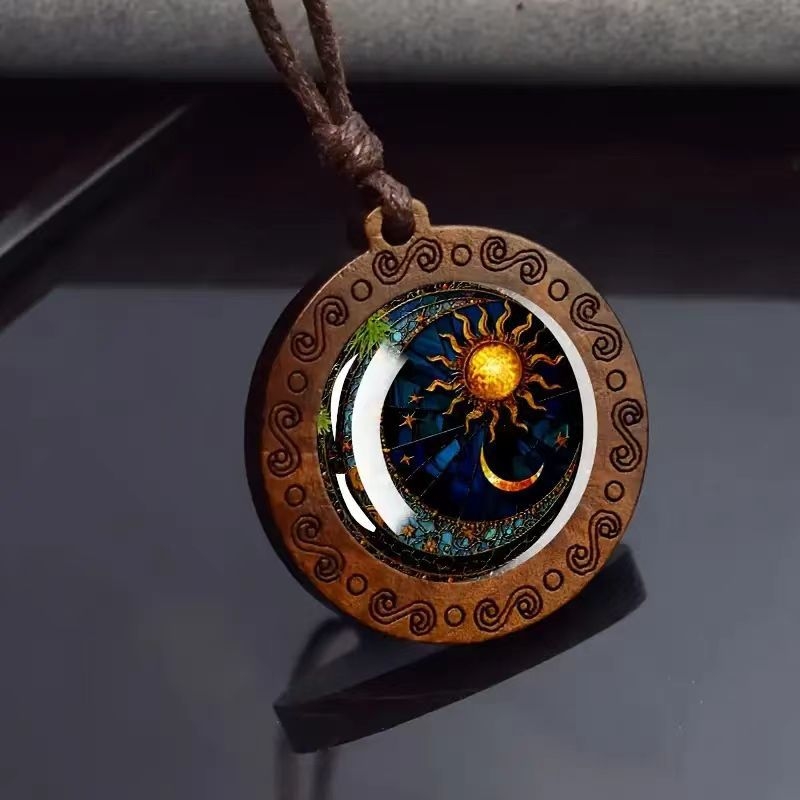 Hulgimüük: Puidust ripats, seenesilmadega rist, isetehtud, 9-osaline kaelakee, piiriülene, uus Euroopa ja Ameerika retrostiil, laos