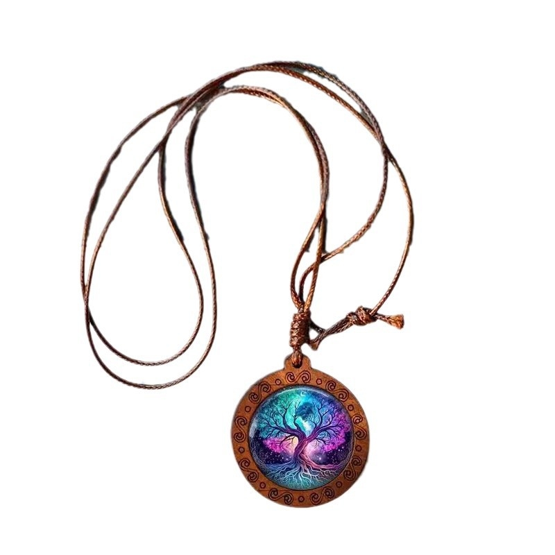 Hulgimüük: Puidust ripats, seenesilmadega rist, isetehtud, 9-osaline kaelakee, piiriülene, uus Euroopa ja Ameerika retrostiil, laos