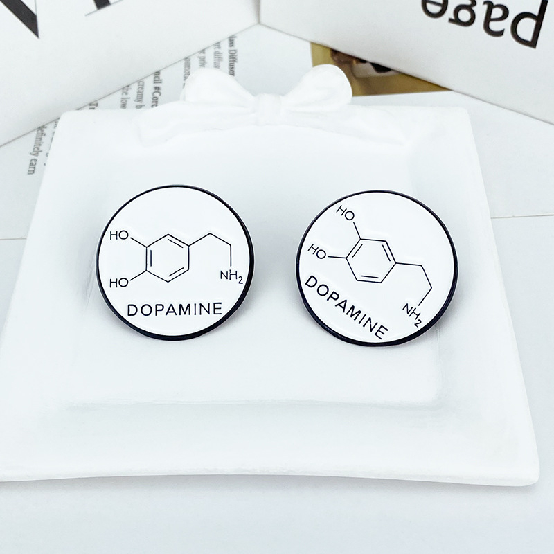 Dopamínová kreatívna farba na pečenie, zliatina, brošňa, chemické molekulárne modelovanie, kovový odznak, oblečenie, taška, bunda, pin, doplnky