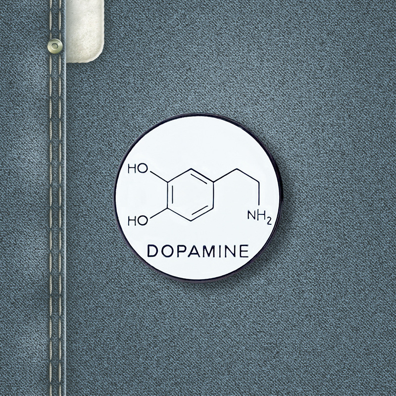 Dopamínová kreatívna farba na pečenie, zliatina, brošňa, chemické molekulárne modelovanie, kovový odznak, oblečenie, taška, bunda, pin, doplnky
