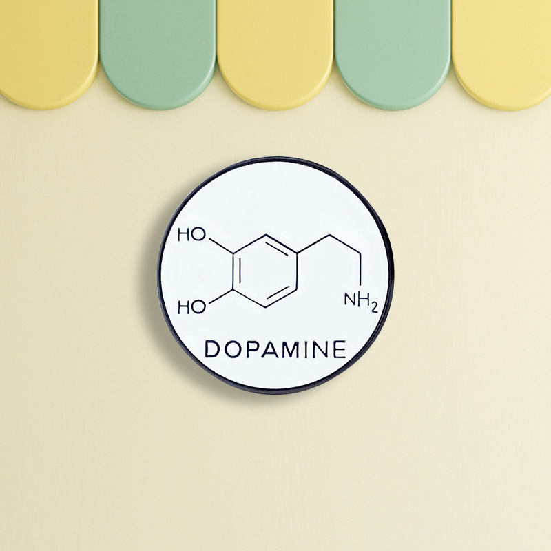 Dopamínová kreatívna farba na pečenie, zliatina, brošňa, chemické molekulárne modelovanie, kovový odznak, oblečenie, taška, bunda, pin, doplnky