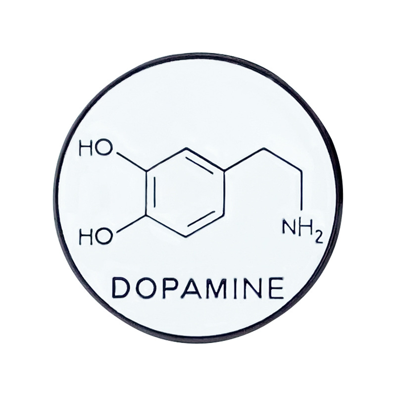 Dopamínová kreatívna farba na pečenie, zliatina, brošňa, chemické molekulárne modelovanie, kovový odznak, oblečenie, taška, bunda, pin, doplnky