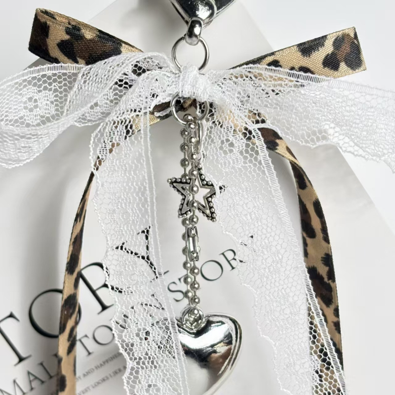 Spice Girl kulona leoparda bantītes atslēgu piekariņš korejiešu auduma lentes somas kulons radošs automašīnas atslēgu piekariņš