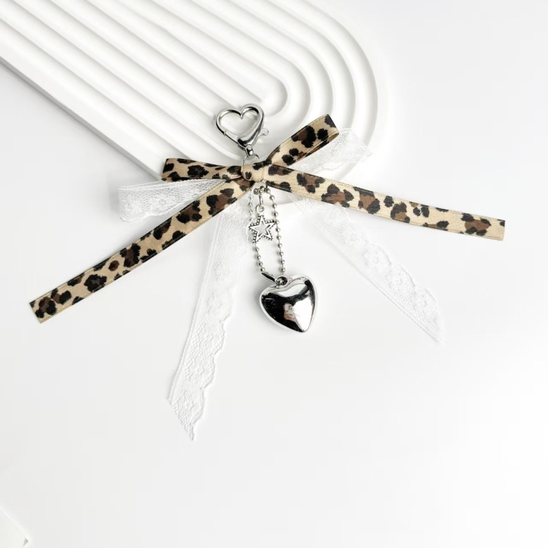 Spice Girl kulona leoparda bantītes atslēgu piekariņš korejiešu auduma lentes somas kulons radošs automašīnas atslēgu piekariņš