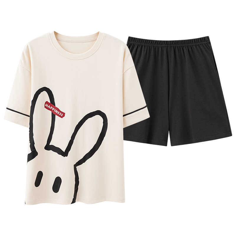 Nove ženske pidžame, ljetne kratke rukave, pamučne proljetne i ljetne tanke, slatke, slatke, okrugle, kućne odjeće, dvodijelni set