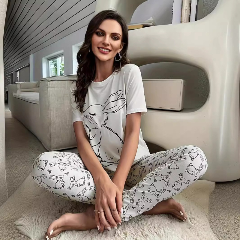 Nove ljetne ženske ležerne hlače kratkih rukava iz 2025. mogu se nositi izvan odijela, pidžame, ležerno odijelo dugih rukava iz dva dijela za dom