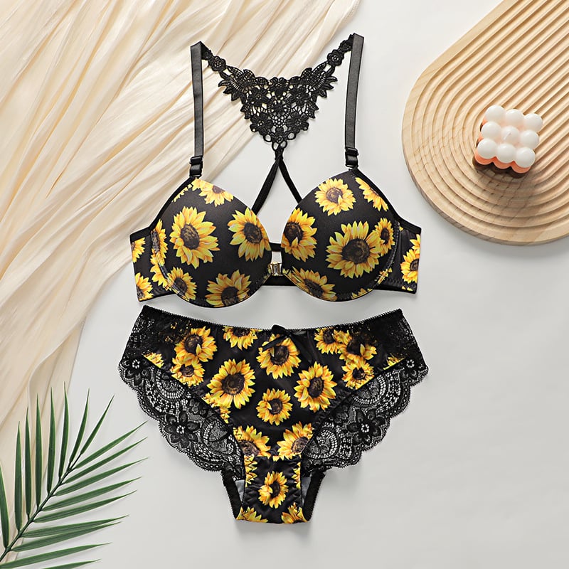 Costum de lenjerie sexy cu cataramă în față în stoc Sutien push-up din dantelă pentru fete tinere, sutien cu mulaj de crizantemă