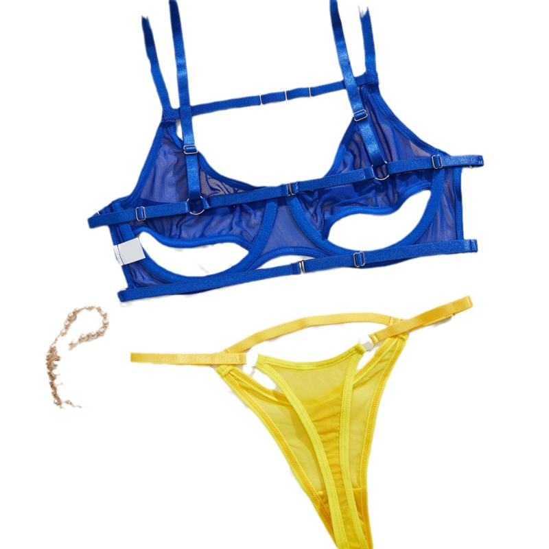 Europos ir Amerikos tarpvalstybiniai populiarūs „Intimates“ kontrastingo tinklelio seksualūs „Intimates“ seksualūs permatomi seksualūs bikiniai, dviejų dalių rinkinys moterims.