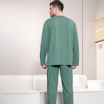 [Αποκλειστικά σε διασυνοριακό επίπεδο] Νέες ανδρικές πιτζάμες με μακριά μανίκια για την άνοιξη και το φθινόπωρο του 2025, με στρογγυλή λαιμόκοψη, για μεγάλα μεγέθη, απομίμηση βαμβακιού, γάλακτος, μετάξι, ρούχα για το σπίτι