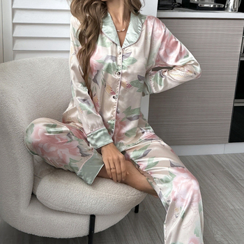 Διασυνοριακή πηγή 2024 νέο εθνικό στυλ μεταξωτό παντελόνι με μακριά μανίκια από μετάξι μπορεί να φορεθεί έξω από το κοστούμι ένδυσης στο σπίτι