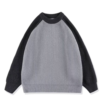 Μοντέρνο, μοντέρνο, ασορτί χρωματικά ταιριαστό πουλόβερ με στρογγυλή λαιμόκοψη, ανδρικό, casual, χαλαρό, άνοιξη, φθινόπωρο, χειμώνα, πλεκτό πουλόβερ με σχέδιο rib σε όλα τα χρώματα