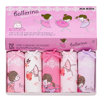 Korėjietiško stiliaus medvilninės naujos vaikiškos kelnaitės mergaitėms, pradinės mokyklos mokinėms, penkios dėžutėse su animacinių filmukų motyvais, mielos mergaitiškos kelnaitės.