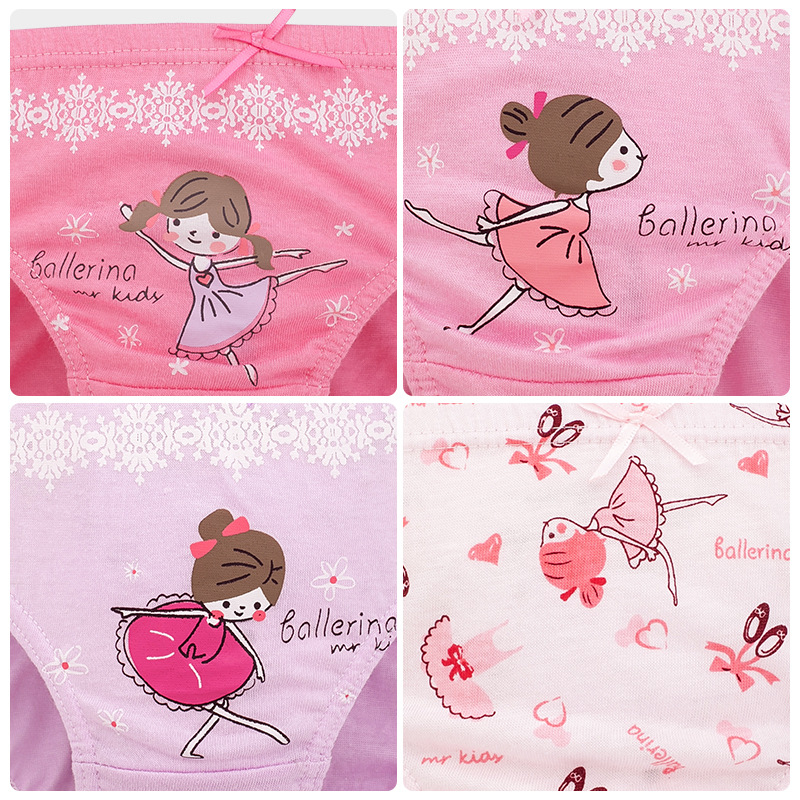 Korėjietiško stiliaus medvilninės naujos vaikiškos kelnaitės mergaitėms, pradinės mokyklos mokinėms, penkios dėžutėse su animacinių filmukų motyvais, mielos mergaitiškos kelnaitės.