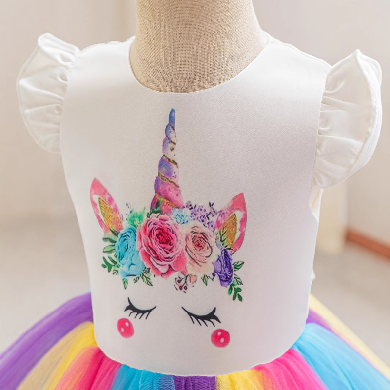 Rochie de prințesă unicorn pentru fete, rochie poncho drăguță pentru bebeluși, rochie curcubeu pentru fetițe, costum pentru copii