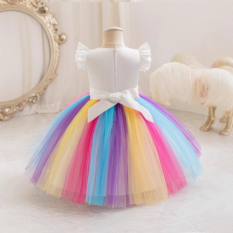 Rochie de prințesă unicorn pentru fete, rochie poncho drăguță pentru bebeluși, rochie curcubeu pentru fetițe, costum pentru copii
