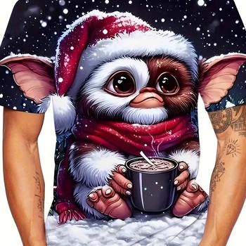 Διασυνοριακό, μοντέρνο, δημιουργικό, διακριτικό, τρισδιάστατα εκτυπωμένο, κοντομάνικο ανδρικό μπλουζάκι με στρογγυλή λαιμόκοψη, με καυτές πωλήσεις σε μοντέρνο στυλ, με σχέδιο χιονιού και διακριτικό σχέδιο ουρακοτάγκου