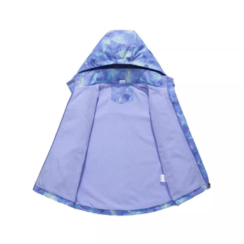 Ženska dječja svijetloljubičasta gradijentna jakna za vanjsku upotrebu s printom za srednji i veliki uzrast, topla vodootporna jakna s flis podstavom i printom bez kape