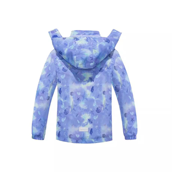 Ženska dječja svijetloljubičasta gradijentna jakna za vanjsku upotrebu s printom za srednji i veliki uzrast, topla vodootporna jakna s flis podstavom i printom bez kape