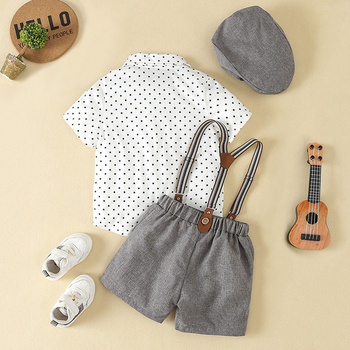 Παιδικό κοστούμι για αγόρια, καλοκαιρινό, κοντομάνικο πουκάμισο για άνδρες, φόρμες, μικρό κοστούμι για τα πρώτα γενέθλια του μωρού