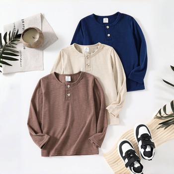 TikTokShop Piiriülene kuumade poiste ühevärviline paksendatud soe universaalne alussärk, mugav pikkade varrukatega kampsun