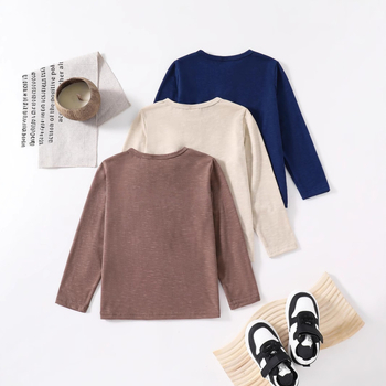 TikTokShop Piiriülene kuumade poiste ühevärviline paksendatud soe universaalne alussärk, mugav pikkade varrukatega kampsun