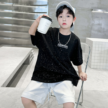 Dječja crna majica kratkih rukava za Dan beba, ljeto 2024., novi dolazak, Yuppie zgodna dječja pamučna majica s polurukavima za dječake