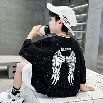 Dječja crna majica kratkih rukava za Dan beba, ljeto 2024., novi dolazak, Yuppie zgodna dječja pamučna majica s polurukavima za dječake